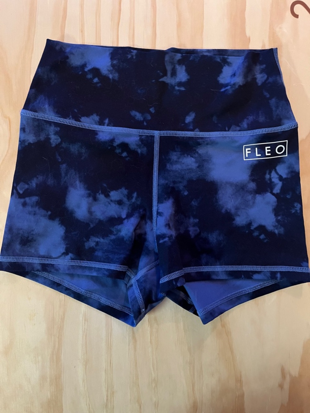 Fleo True High Original Shorts, High Rise 2.5” Inseam Blue Tie Dye